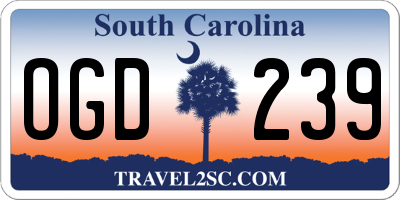 SC license plate OGD239