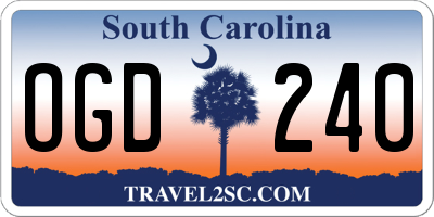 SC license plate OGD240