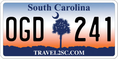 SC license plate OGD241