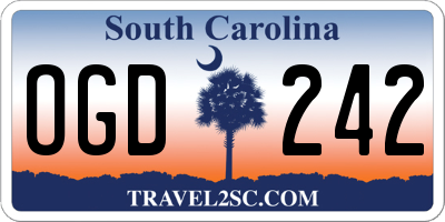 SC license plate OGD242