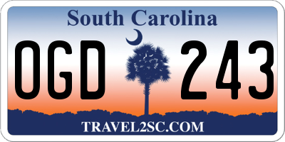 SC license plate OGD243