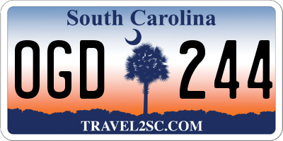 SC license plate OGD244
