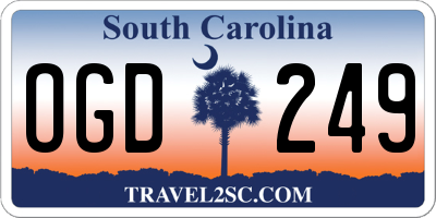 SC license plate OGD249