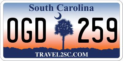 SC license plate OGD259