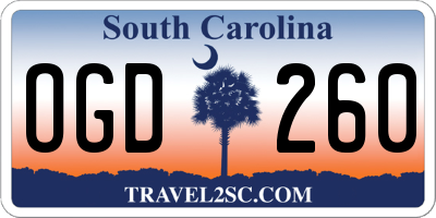 SC license plate OGD260
