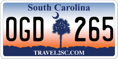 SC license plate OGD265