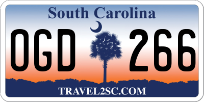 SC license plate OGD266