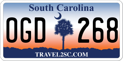 SC license plate OGD268