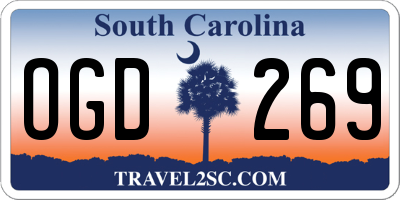 SC license plate OGD269