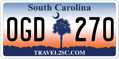 SC license plate OGD270
