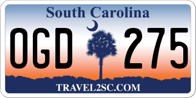 SC license plate OGD275