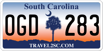 SC license plate OGD283