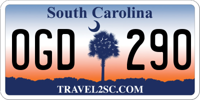 SC license plate OGD290