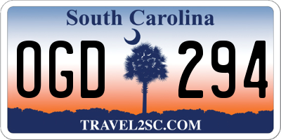 SC license plate OGD294