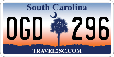 SC license plate OGD296