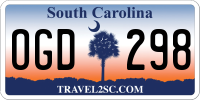 SC license plate OGD298