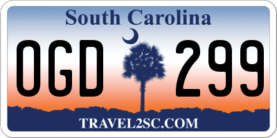 SC license plate OGD299