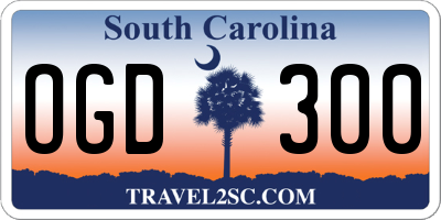 SC license plate OGD300