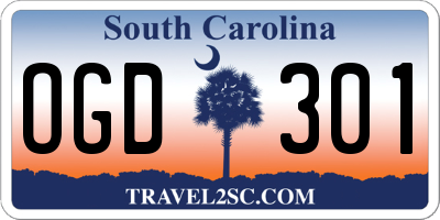 SC license plate OGD301