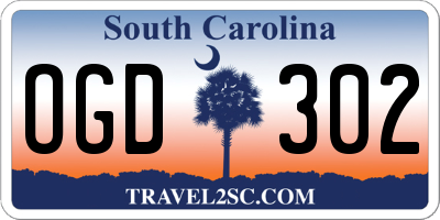 SC license plate OGD302