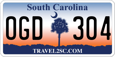 SC license plate OGD304