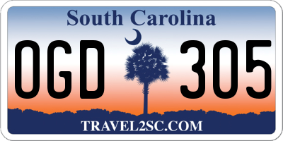 SC license plate OGD305