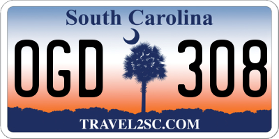 SC license plate OGD308