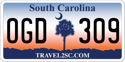 SC license plate OGD309