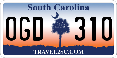 SC license plate OGD310