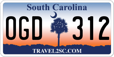 SC license plate OGD312