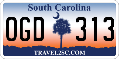 SC license plate OGD313