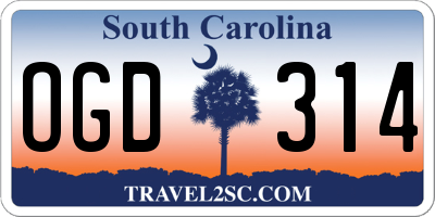 SC license plate OGD314