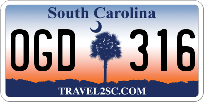 SC license plate OGD316