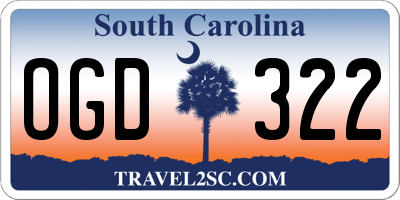 SC license plate OGD322