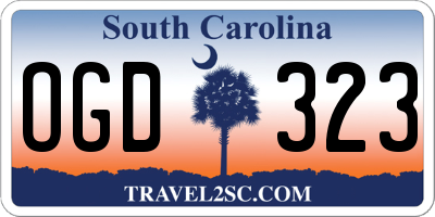 SC license plate OGD323