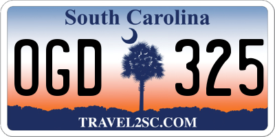 SC license plate OGD325