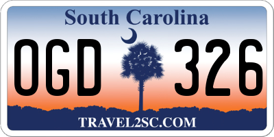 SC license plate OGD326