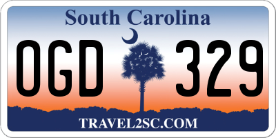 SC license plate OGD329
