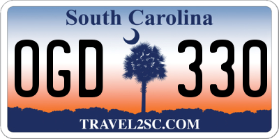SC license plate OGD330