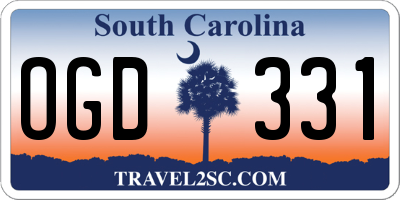 SC license plate OGD331