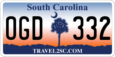 SC license plate OGD332