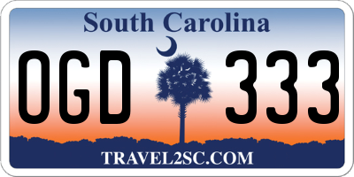 SC license plate OGD333