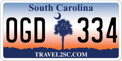 SC license plate OGD334