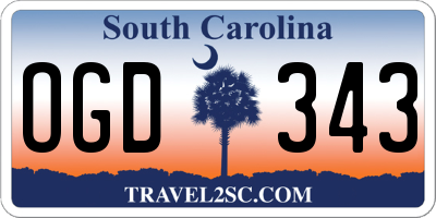 SC license plate OGD343