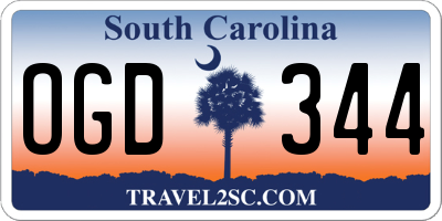 SC license plate OGD344