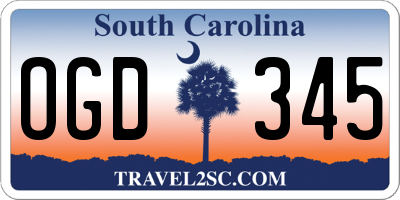 SC license plate OGD345