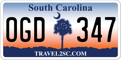 SC license plate OGD347