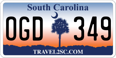 SC license plate OGD349