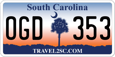 SC license plate OGD353