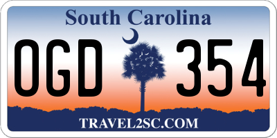 SC license plate OGD354